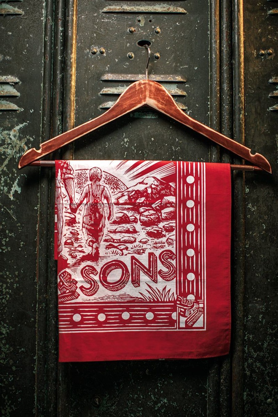 &SONS Woodcut Bandana Red Best