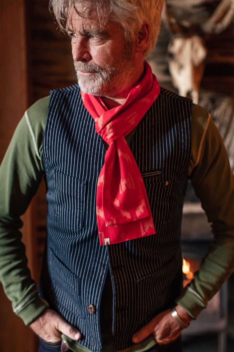 &SONS &Sons Red Ikat Scarf Best