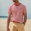 &SONS Breton Striped T Shirt Red Clearance