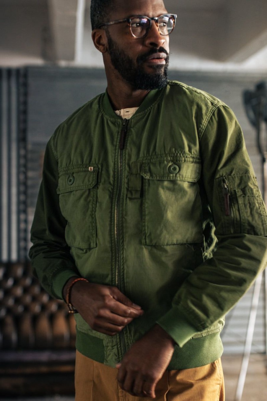 &SONS &Sons Harris Bomber Jacket Army Green Wholesale