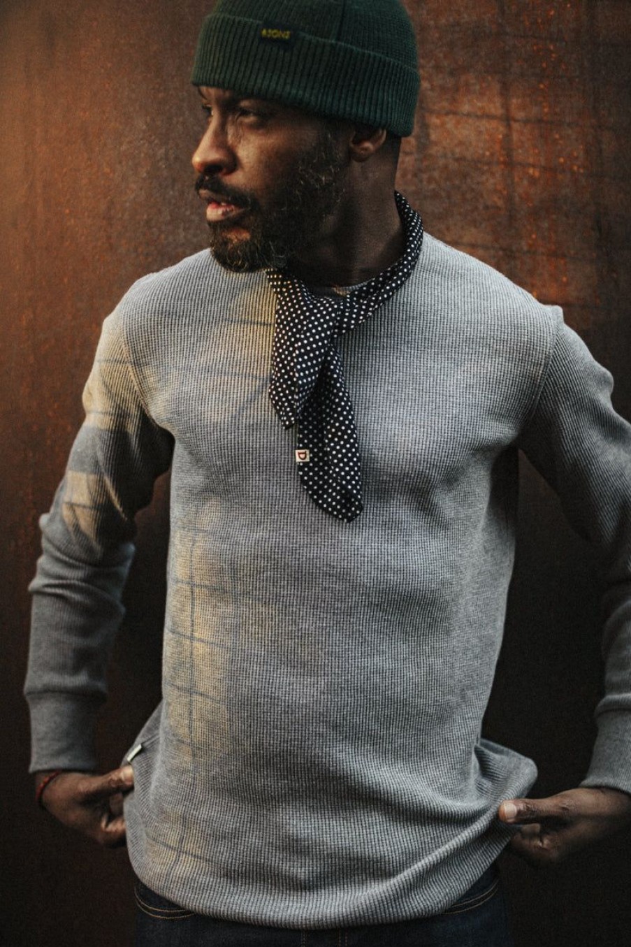 &SONS &Sons Base Waffle Crew Neck Grey Marl Wholesale