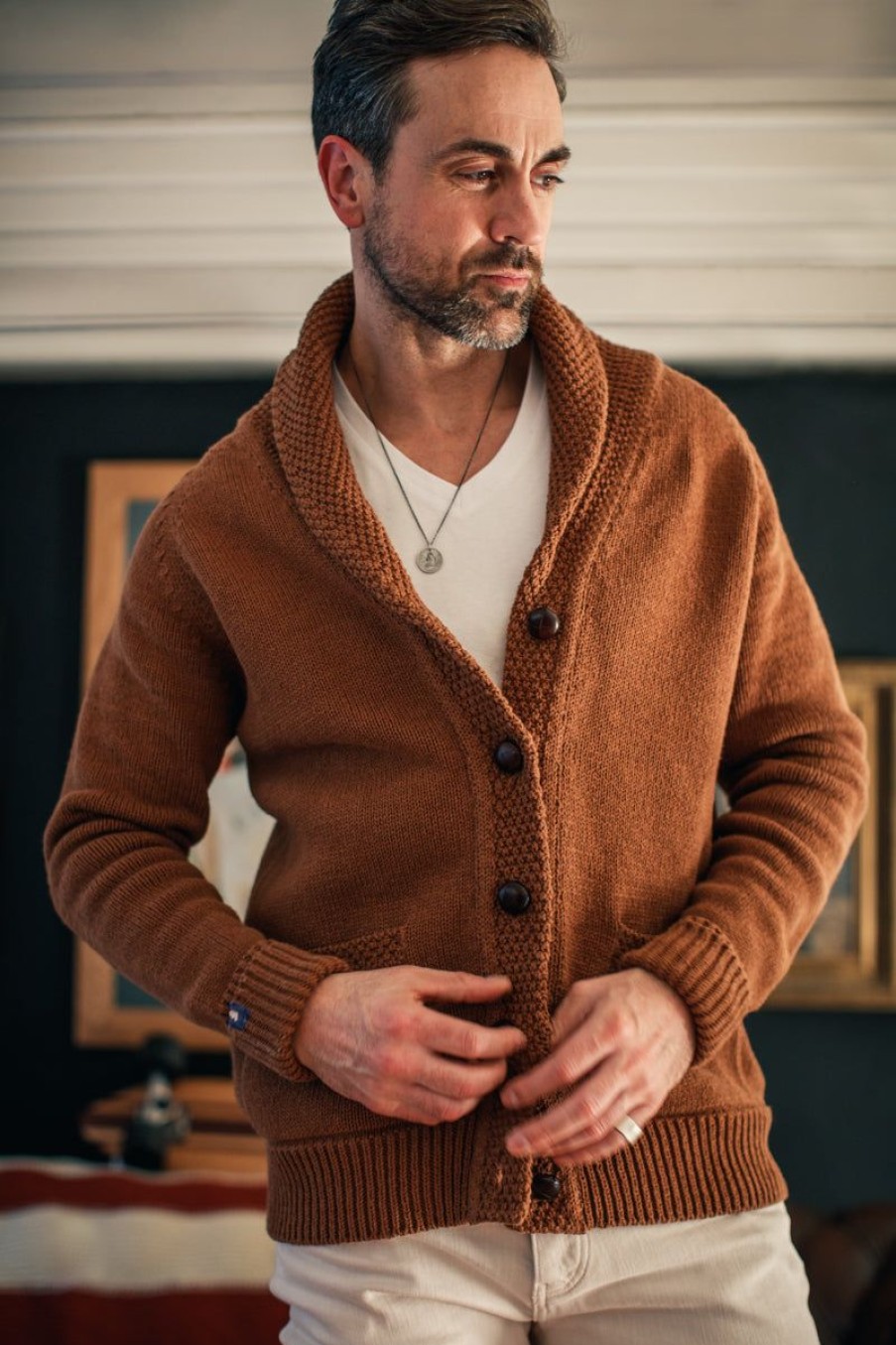 &SONS &Sons Turner Cardigan Rust Hot