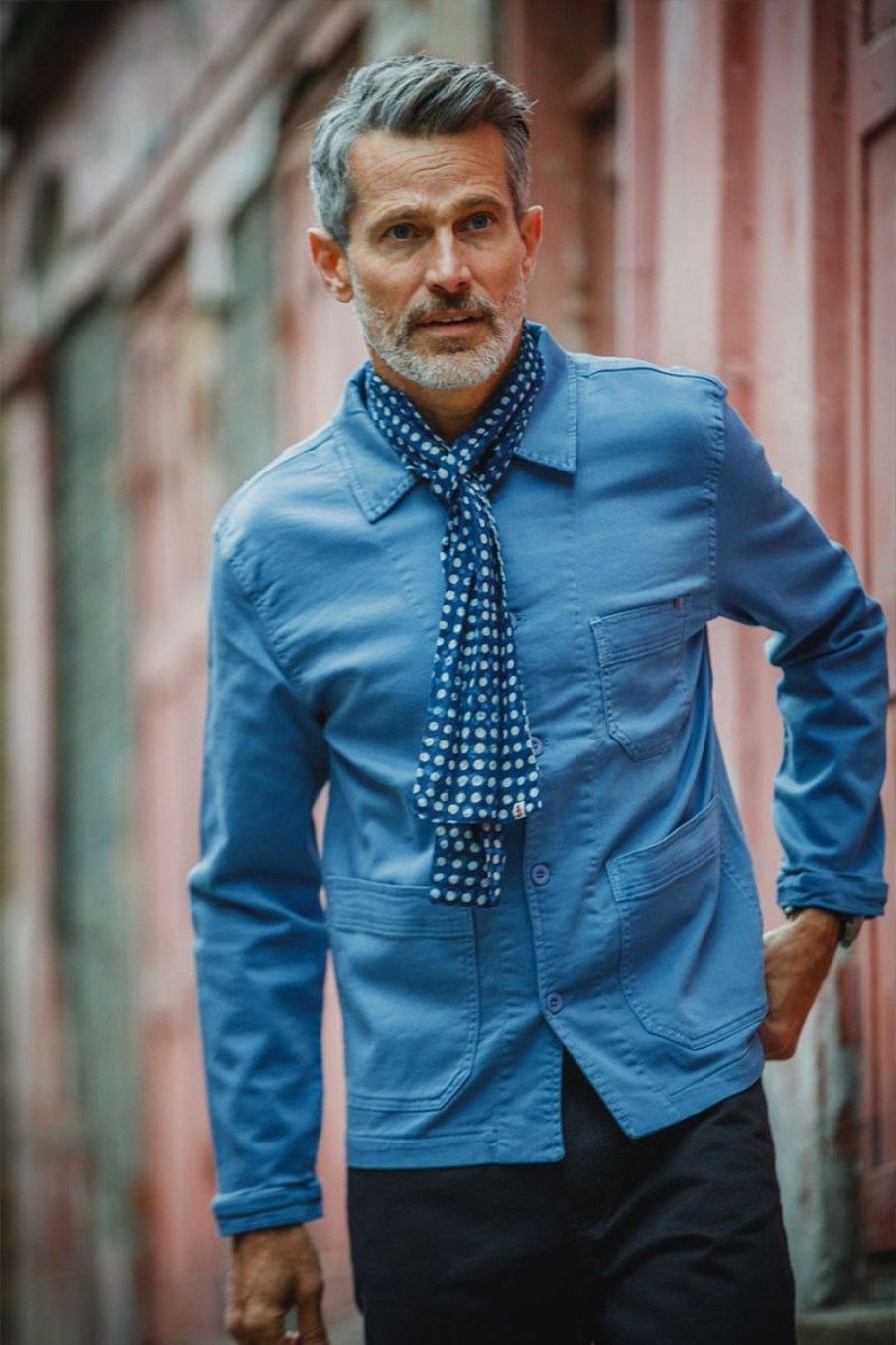 &SONS Blue Dot Organic Japanese Scarf Clearance