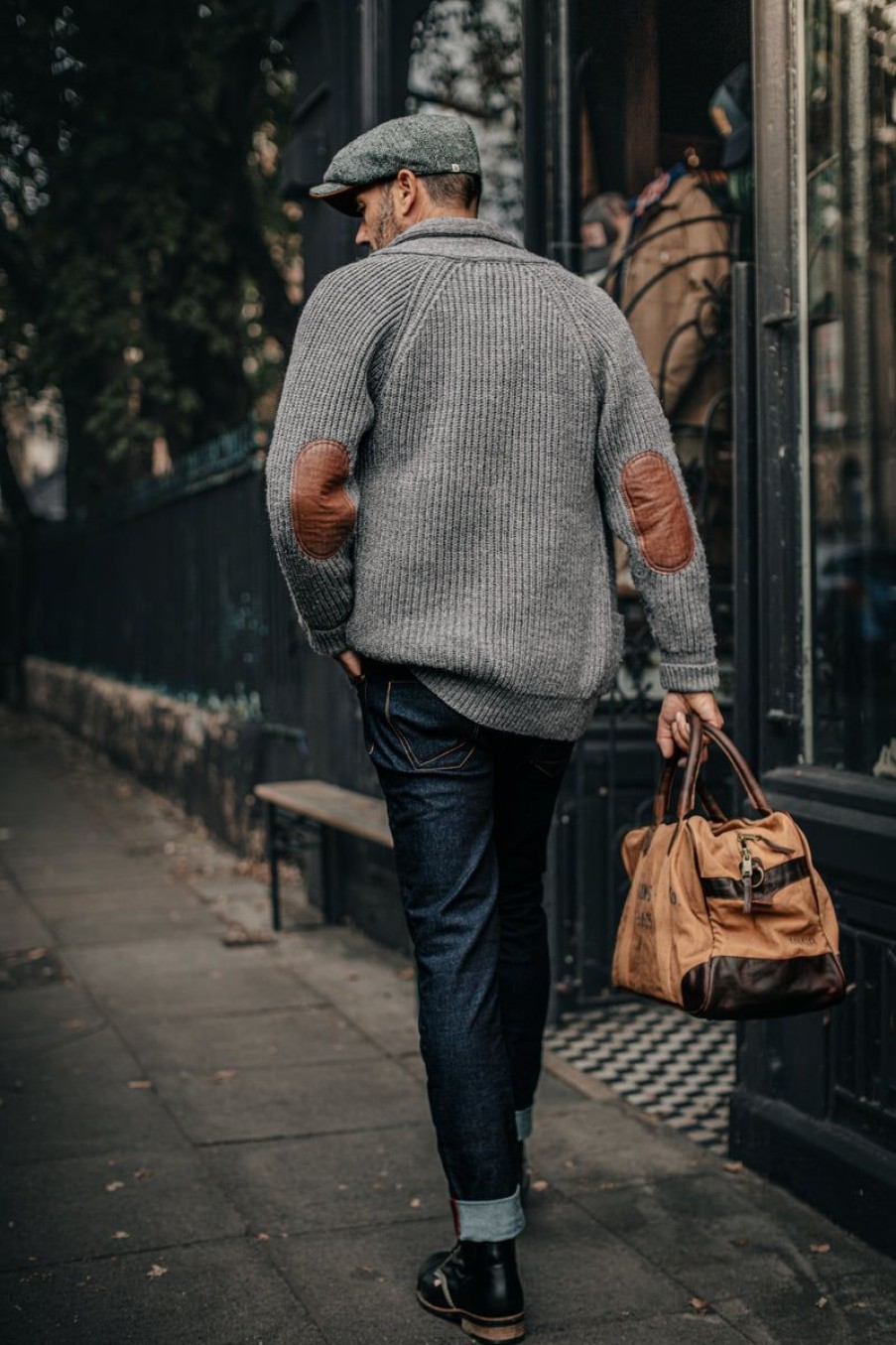 &SONS Pioneer British Wool Cardigan Grey Online