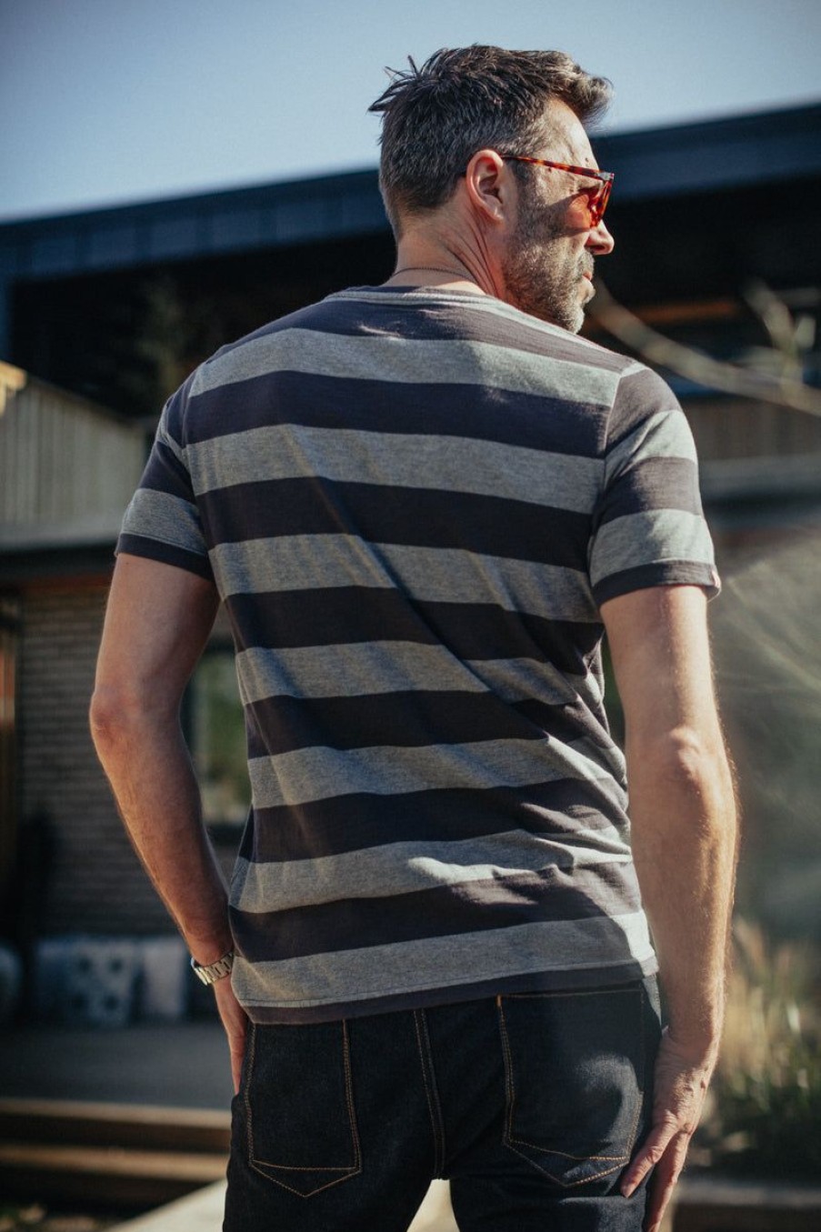 &SONS &Sons Papillon T-Shirt Grey Stripe Best