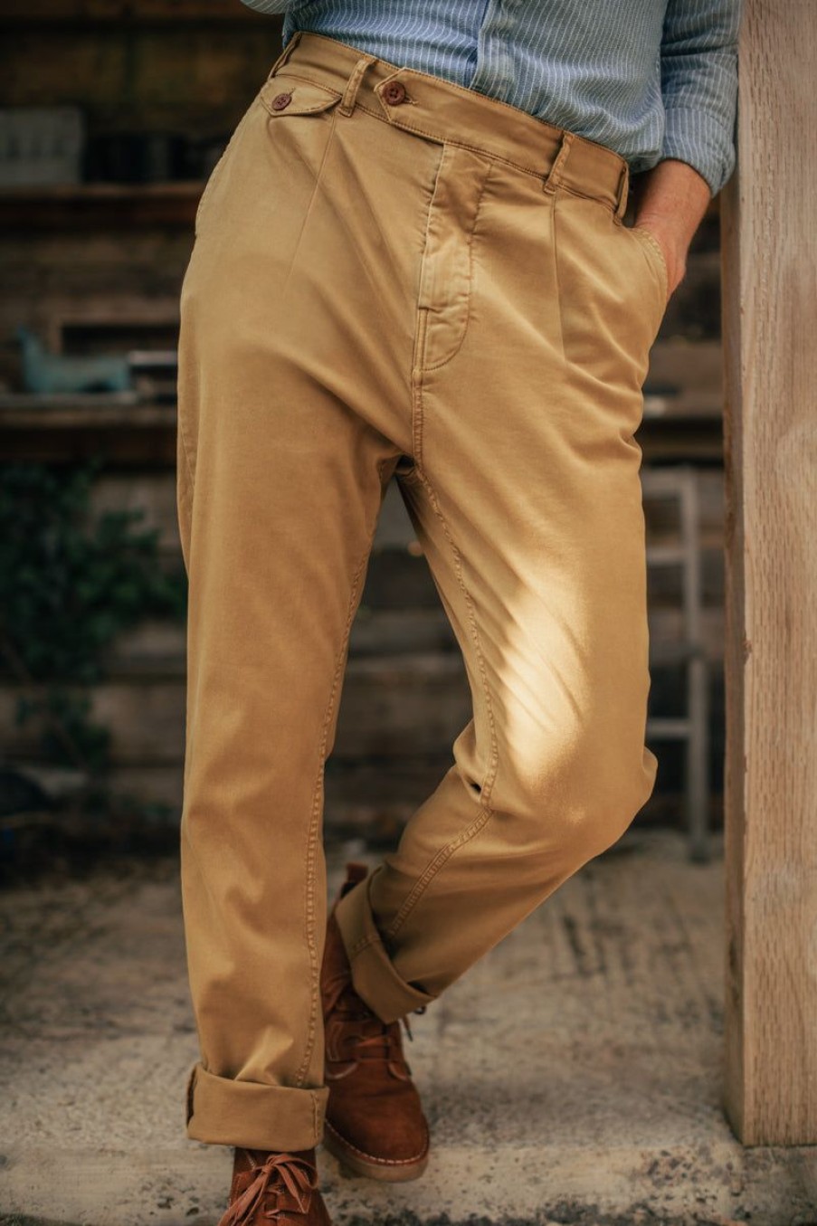 &SONS &Sons Beckett Trousers Tan Wholesale