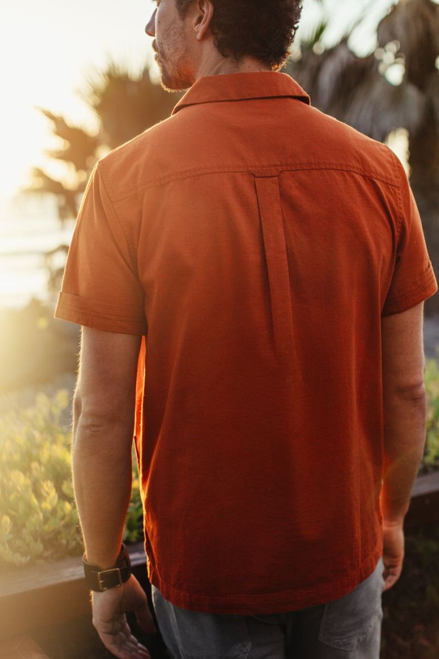 &SONS &Sons Cabana Shirt Burnt Orange Wholesale