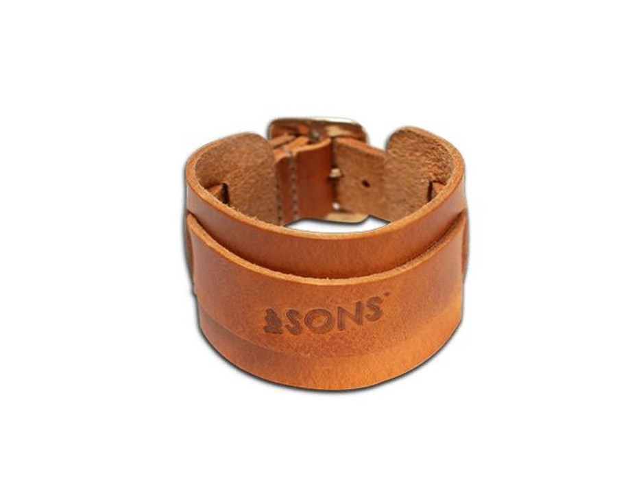 &SONS Leather Watch / Wrist Cuff Tan Hot