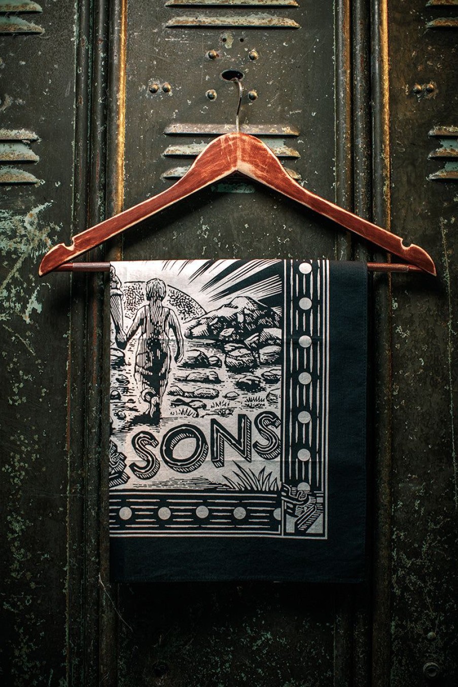 &SONS Woodcut Bandana Black Online