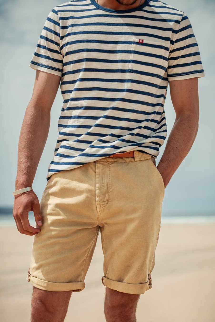 &SONS Breton Striped T Shirt Blue Clearance