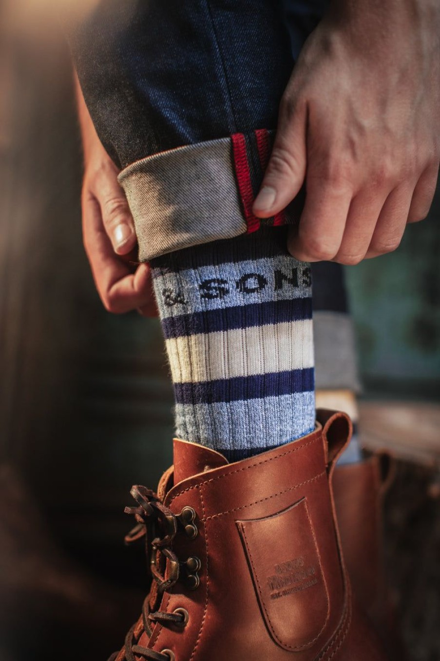 &SONS &Sons Baseline Socks Navy Hot