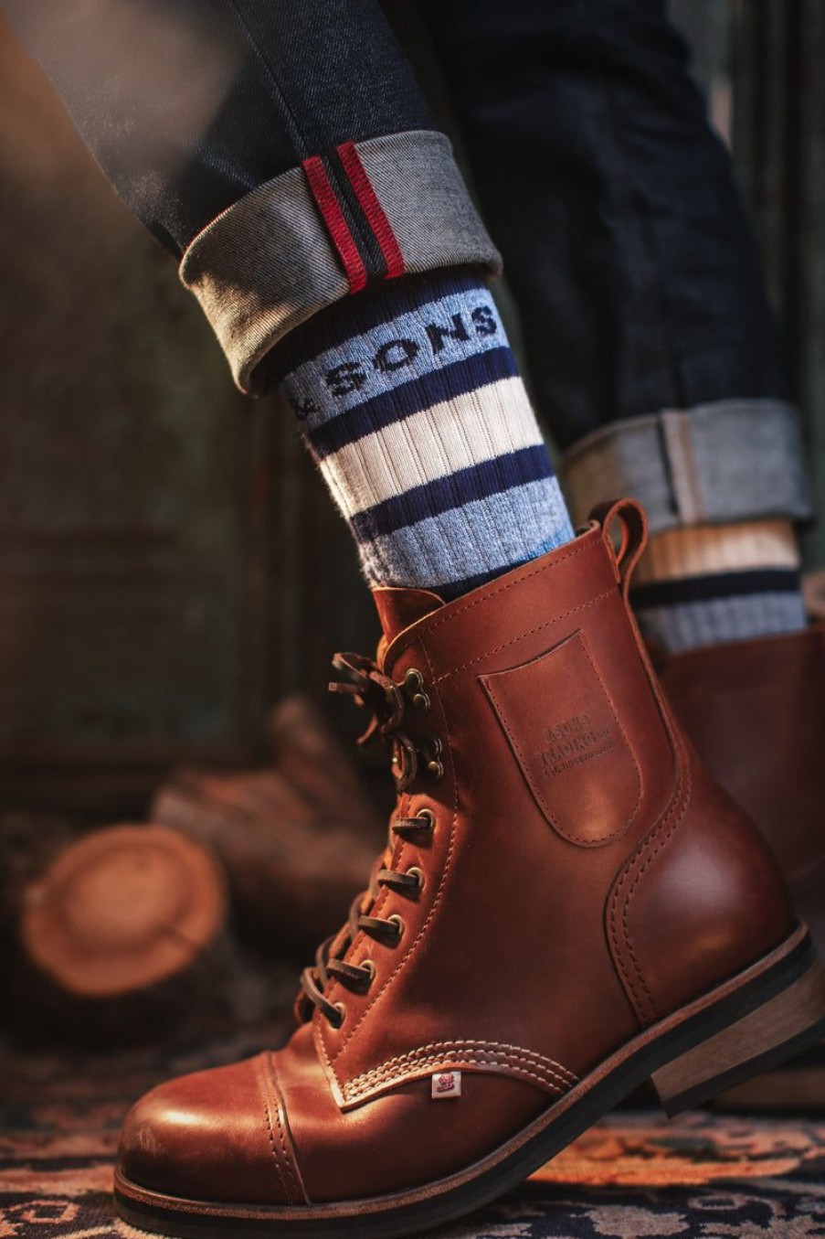 &SONS &Sons Baseline Socks Navy Hot